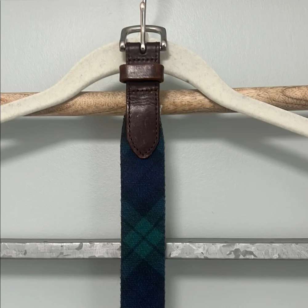 Boys, vineyard, vines, belt, green, and navy plaid size 24